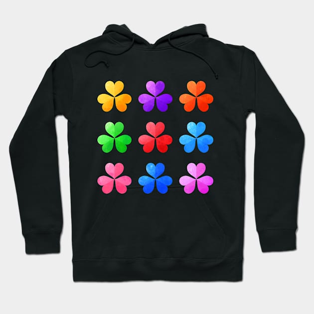 Colorful Watercolor Three Leaves Clovers Hoodie by alien3287